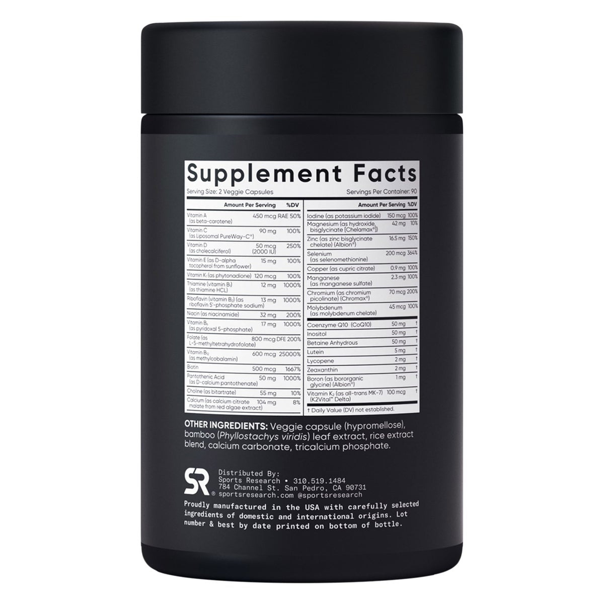 Vegan certified Sports Research daily multivitamin