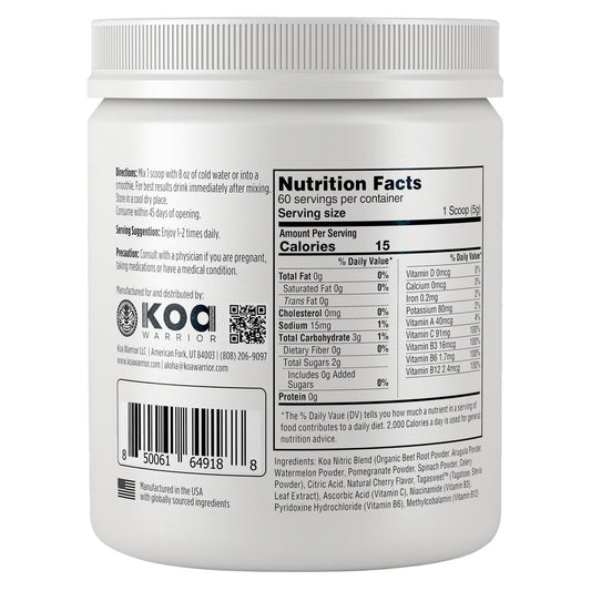 Koa Warrior beet powder drink mix with 60 servings