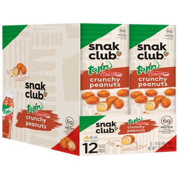 Snak Club crunchy peanuts with Tajin chile lime 12-count pack