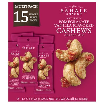 Sahale Snacks pomegranate vanilla glazed cashews 15-count pack