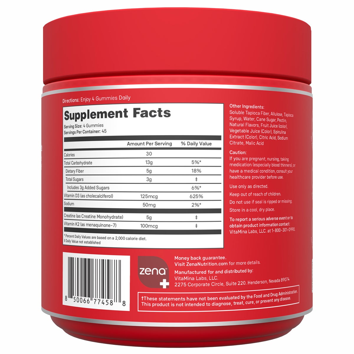 Zena creatine gummies in Fruit Punch flavor