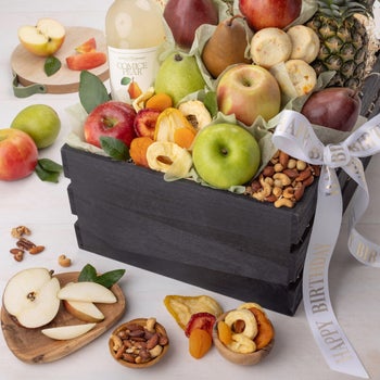 The Fruit Company Happy Birthday fruit and cider crate