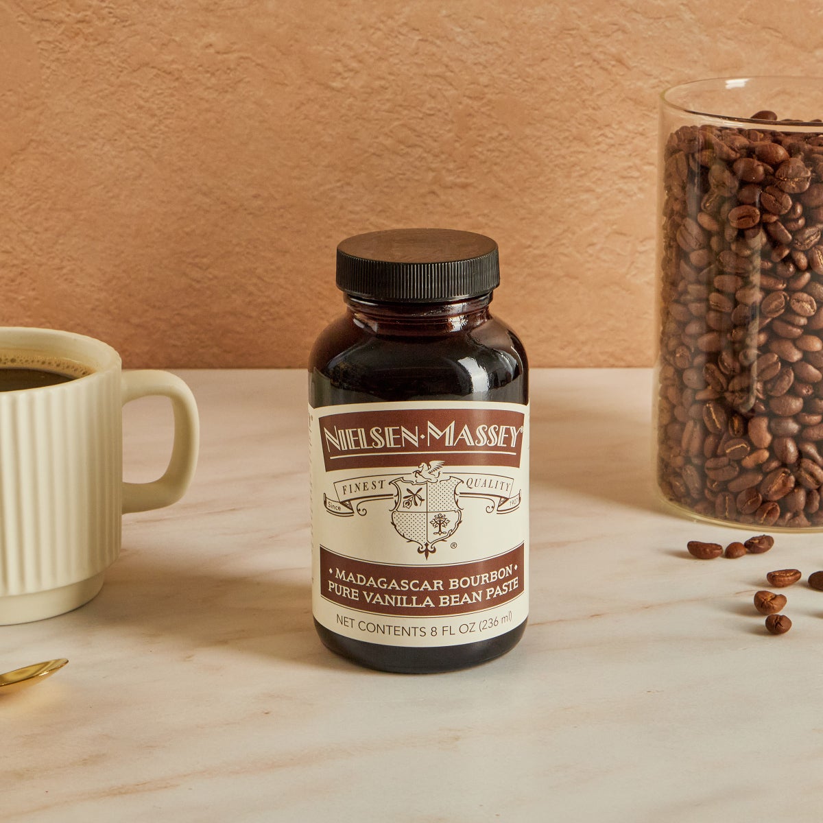 8 oz Nielsen-Massey vanilla bean paste bottles