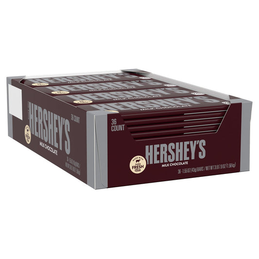 Individually wrapped Hershey's milk chocolate bar