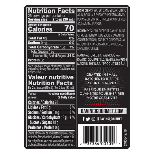 DaVinci Gourmet strawberry syrup for coffee and desserts