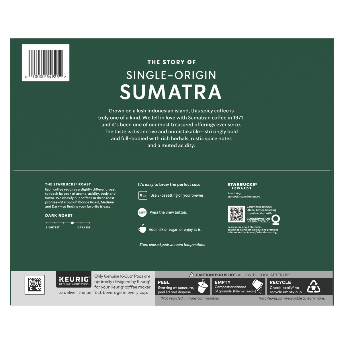 Starbucks Sumatra dark roast coffee packaging