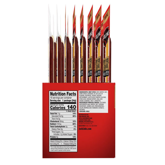 Individually wrapped Jack Link's beef sticks with cheese