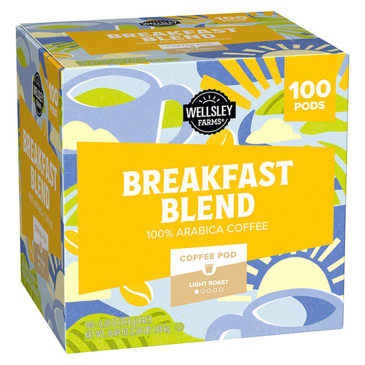 Light roast breakfast blend coffee pods by Wellsley Farms
