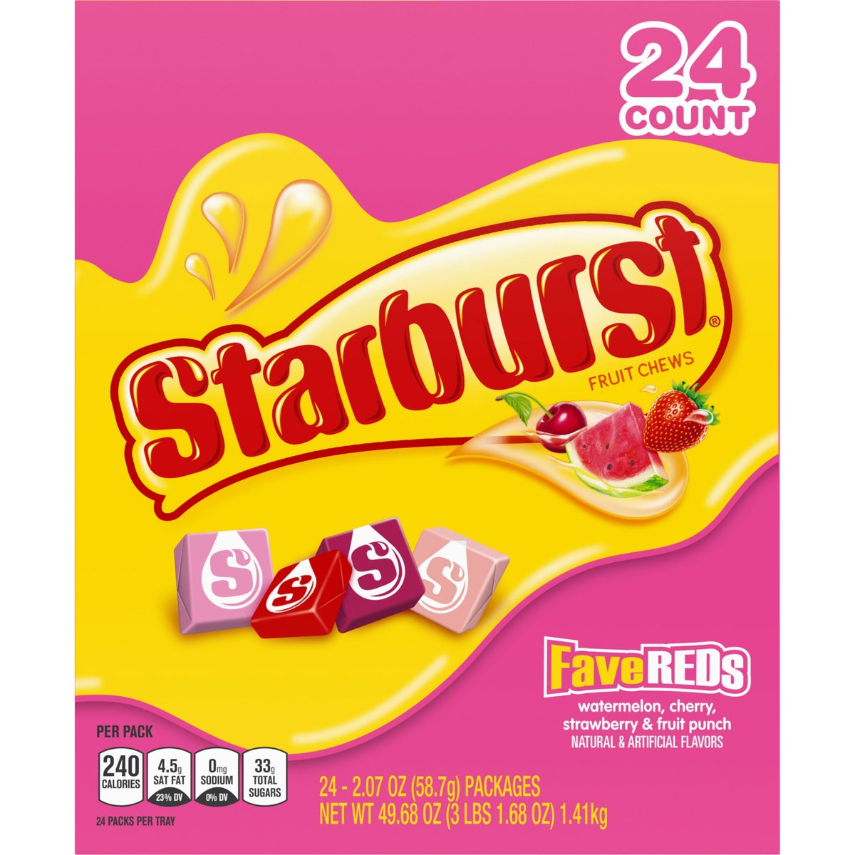 Starburst FaveREDs chewy candy 24-count box