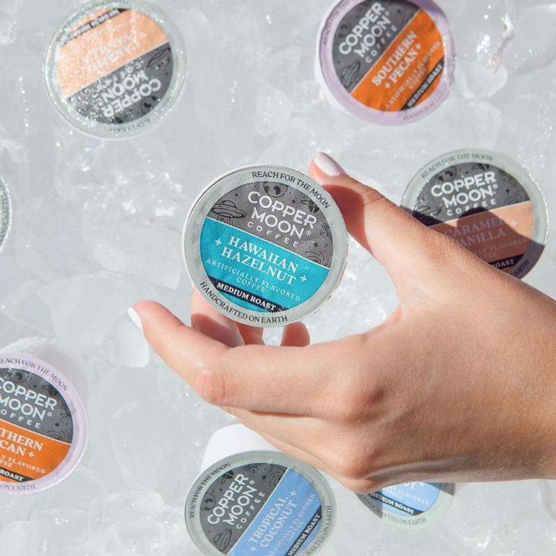 Hawaiian Hazelnut flavored Copper Moon Coffee pods