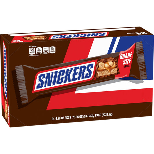 Snickers milk chocolate bars with peanuts and caramel