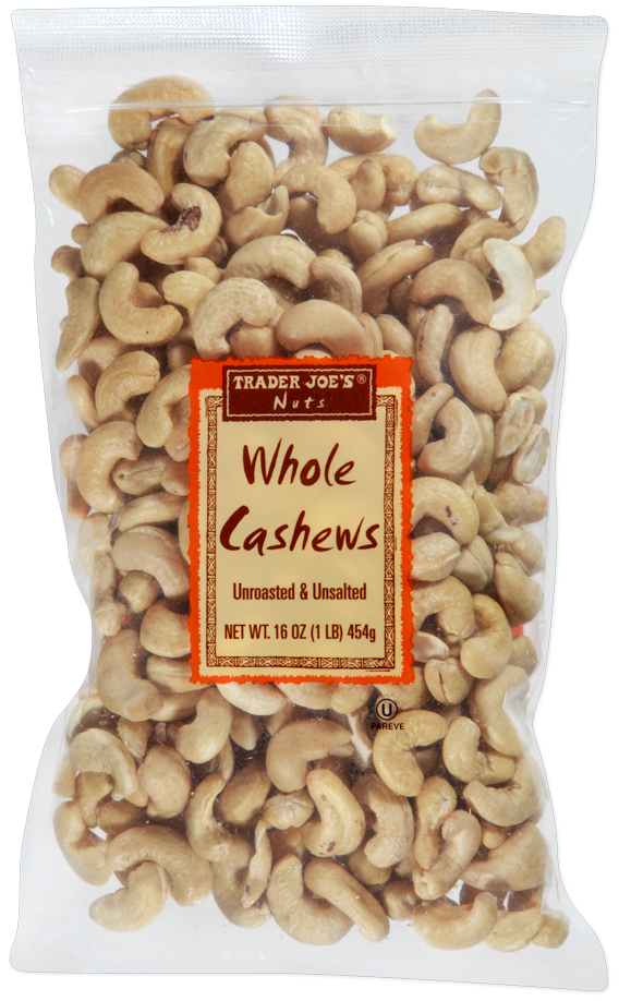 Trader Joe's whole cashews unroasted and unsalted