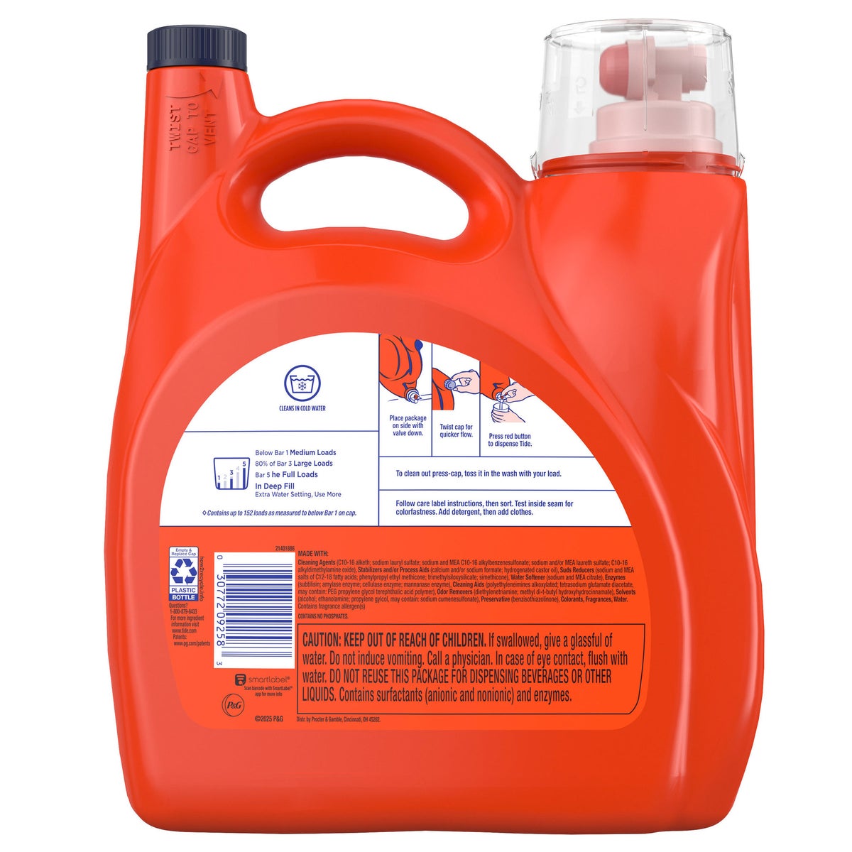 170 fl oz Tide laundry detergent bottle for everyday washing