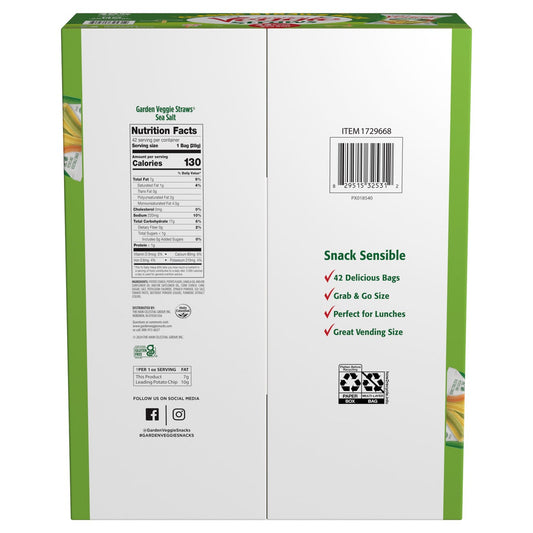 Individually packaged 1 oz veggie straw snack bags