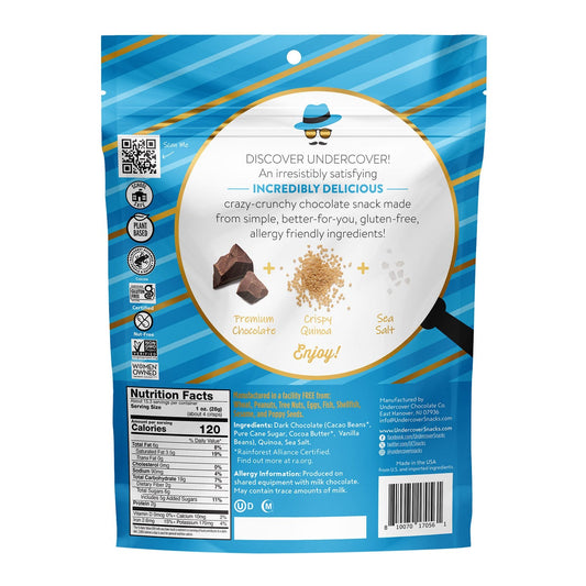 Crunchy plant-based dark chocolate quinoa crisps