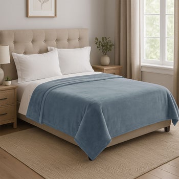 Kirkland Signature green king plush blanket