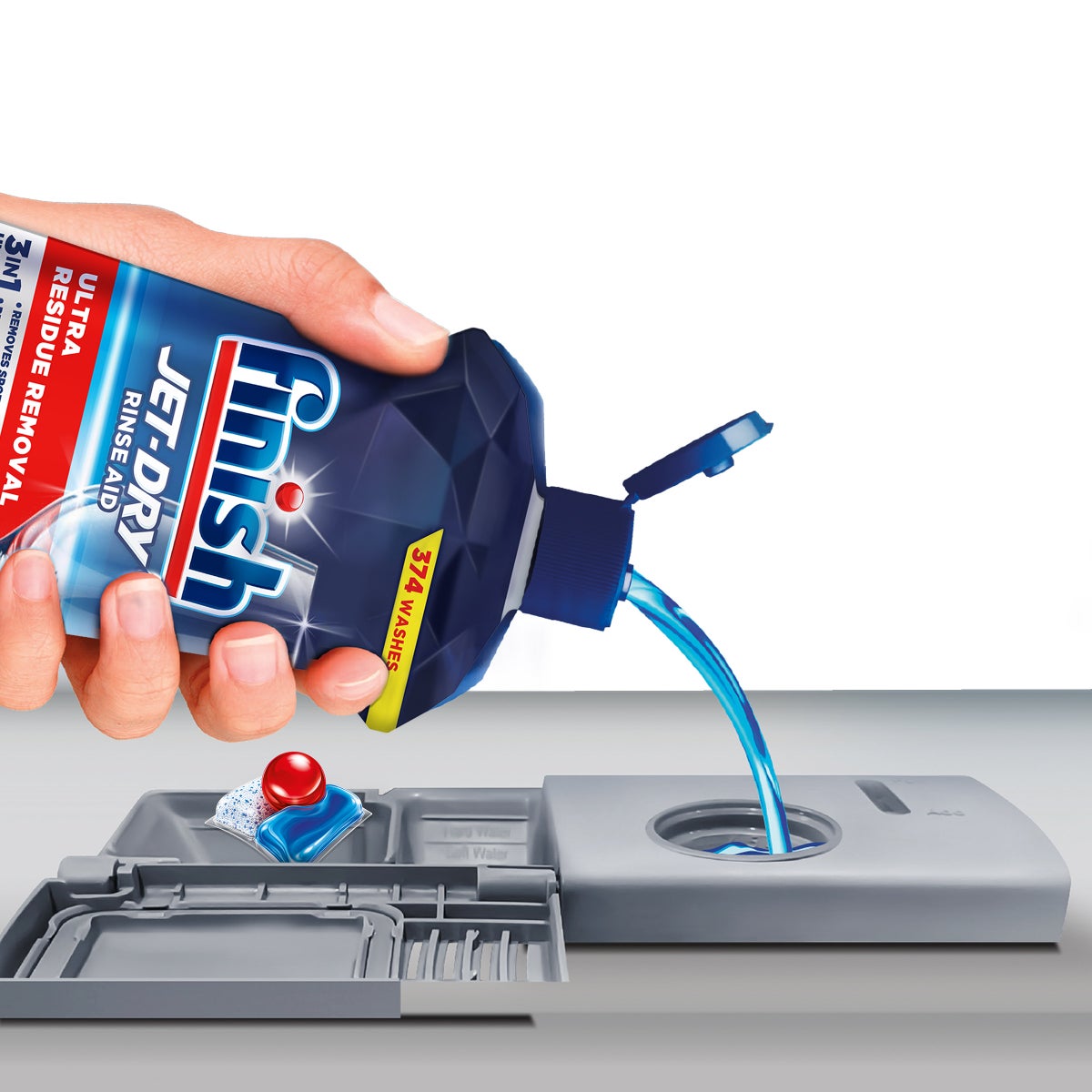 Finish dishwasher rinse aid bottle with 374 washes