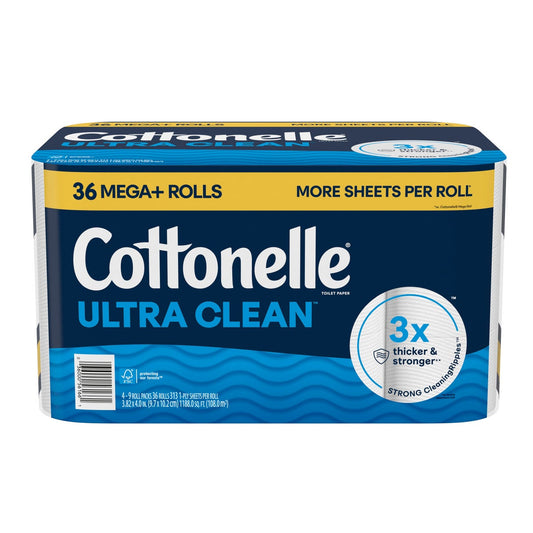 Cottonelle Ultra Clean 1-ply toilet paper rolls
