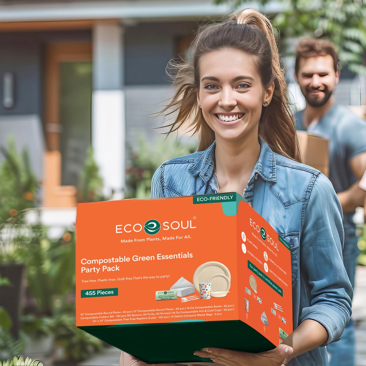 EcoSoul 455-piece green disposable tableware pack