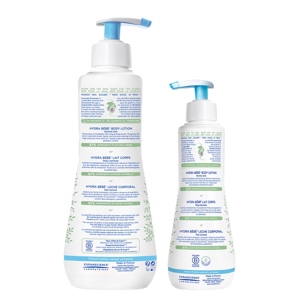 Mustela baby lotion set with pump bottle and travel size