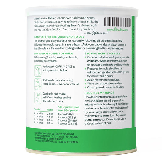 Bobbie 14.1 oz organic infant formula container