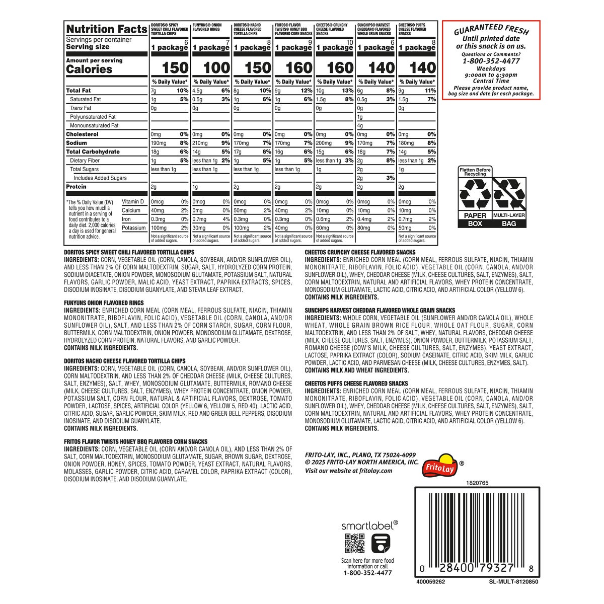 Frito Lay snack variety pack with 54 bags
