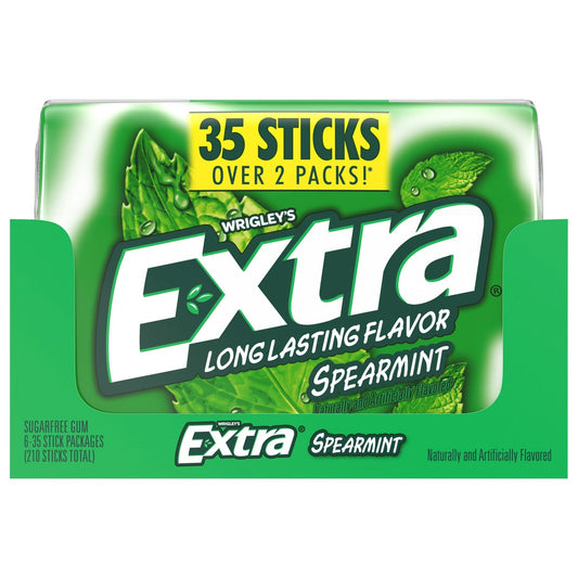 6-count Wrigley's Extra spearmint chewing gum packs