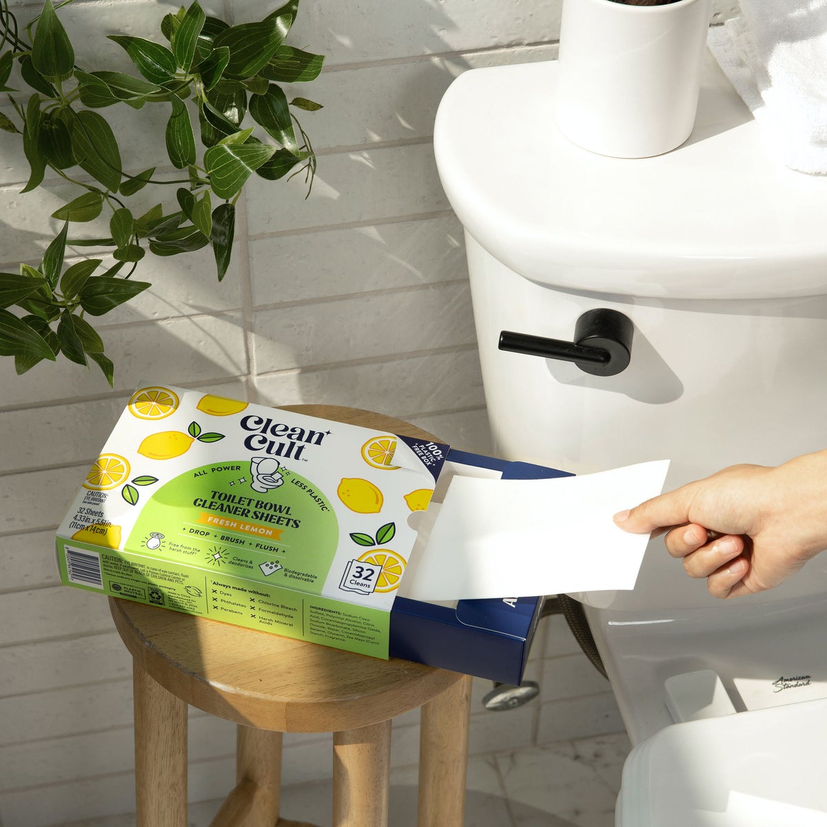 Eight-box pack of Cleancult toilet bowl cleaner sheets