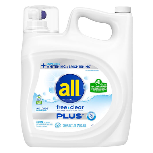 All Free & Clear Plus+ detergent bottle for 160 loads