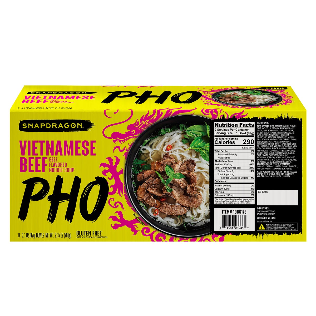 Beef-flavored gluten free pho noodle soup bowls