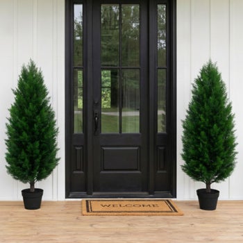 Nearly Natural faux 4 foot UV resistant cedar tree 2 pack