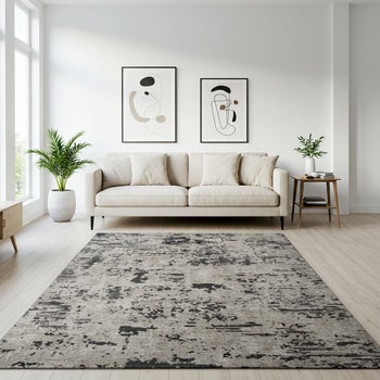 Solaris Argent charcoal 6'6 x 9' area rug