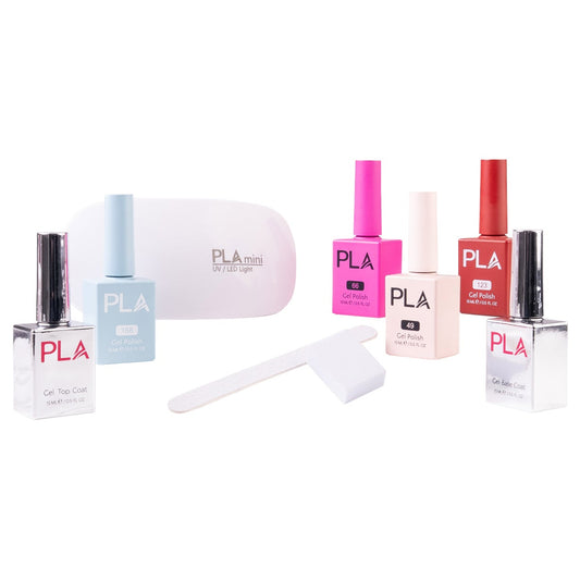 PLA gel manicure set with four polishes base and top coat