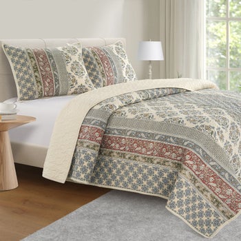The Linen Closet Mahalia 3-piece cotton quilt set