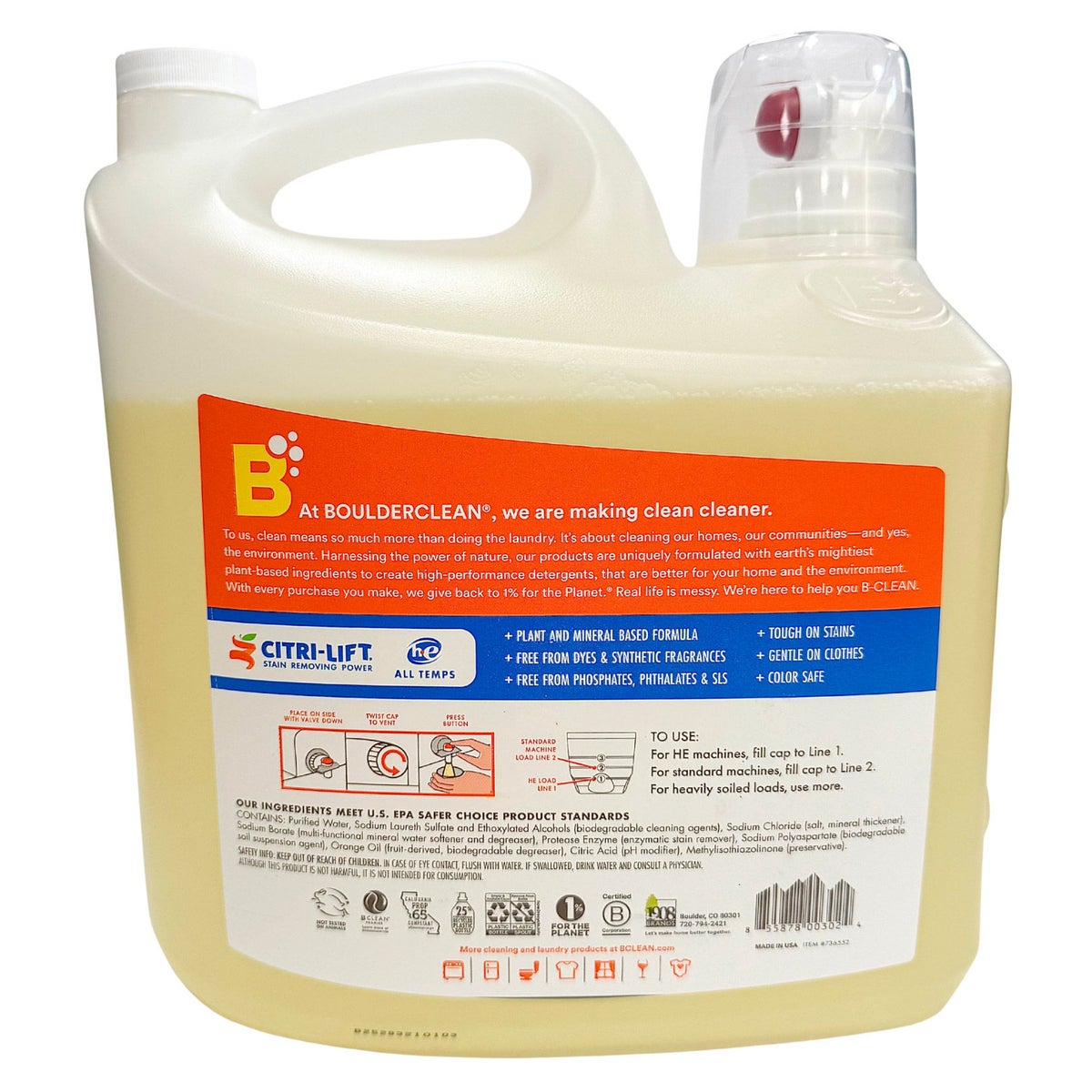Boulder Clean 230 fl oz laundry detergent bottle