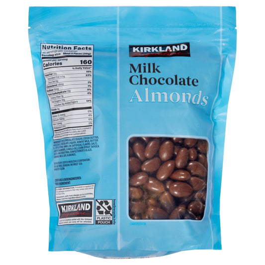 Close-up of milk chocolate covered almonds