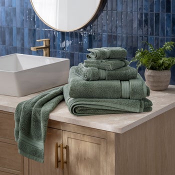 Purely Indulgent silver 100% Egyptian cotton 6-piece towel set