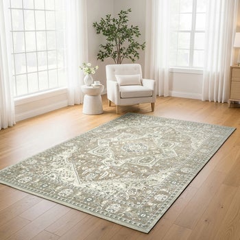 Sasha Adryan beige green 6'6 x 9' area rug