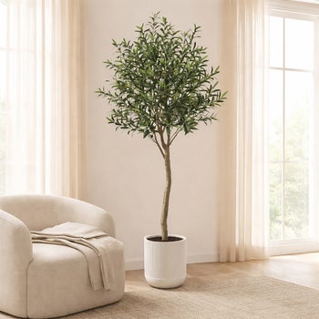 CGH faux 6.5 foot topiary olive tree with planter