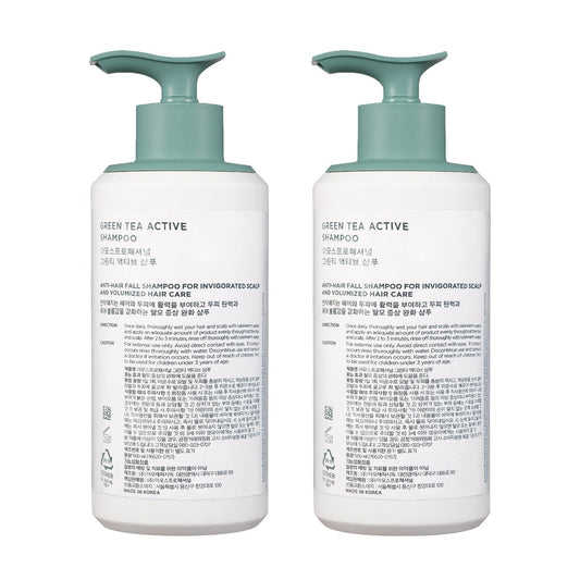 Korean green tea shampoo duo for scalp care