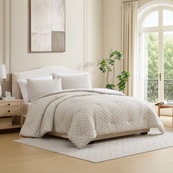 Jennifer Adams Home beige king yarn dyed comforter set