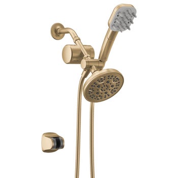 Delta Versacurl hand shower and Clarifi shower filter bundle in brushed bronze