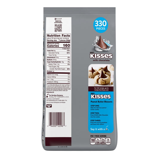 Bag of 330 Hershey's Kisses milk chocolate candies