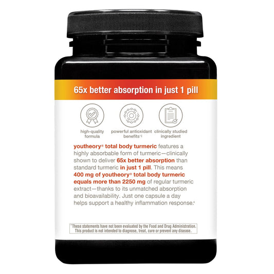 Youtheory turmeric supplement 90 count front label
