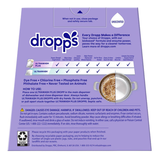 Dropps biobased dishwasher pacs for tough grease and stuck-on food