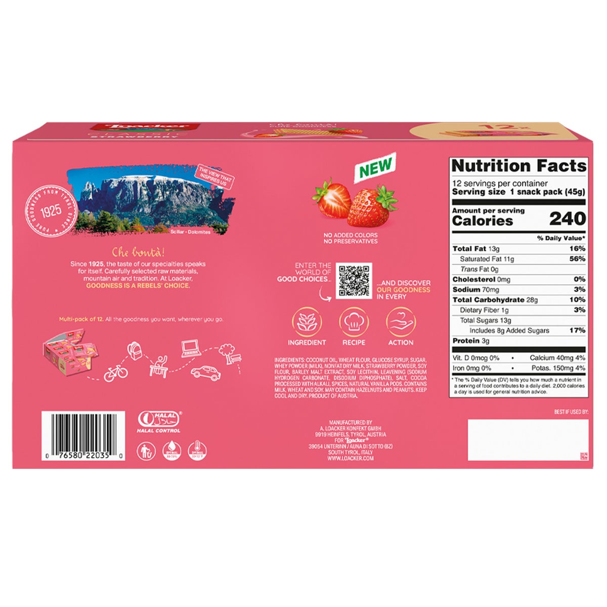 Strawberry cream filled wafer snack pack by Loacker