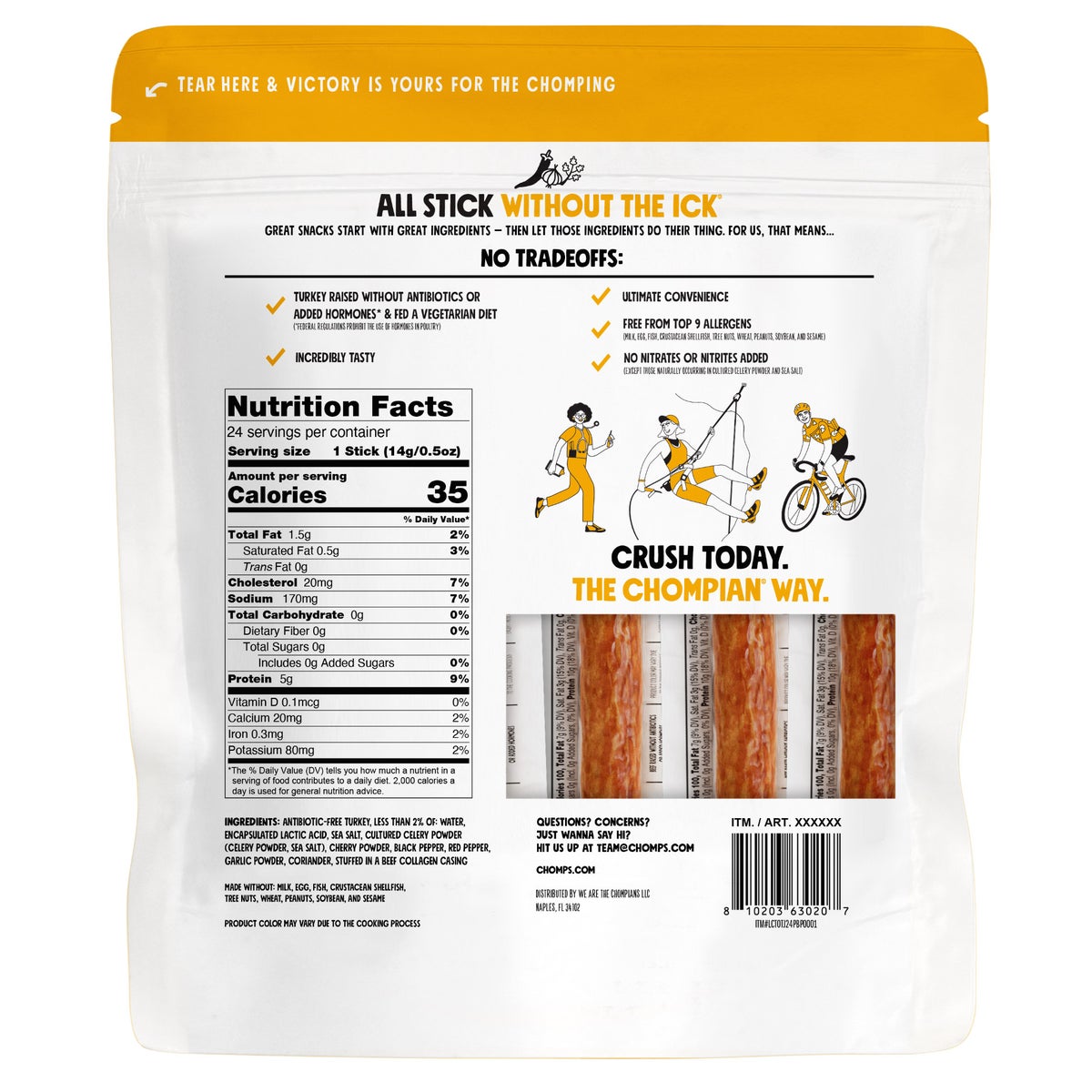Chomps turkey mini sticks individual 0.5 oz sticks