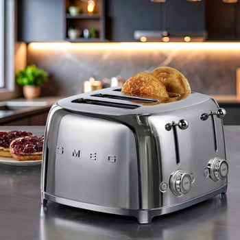 SMEG 50’s Style stainless steel 4-slice 4-slot toaster