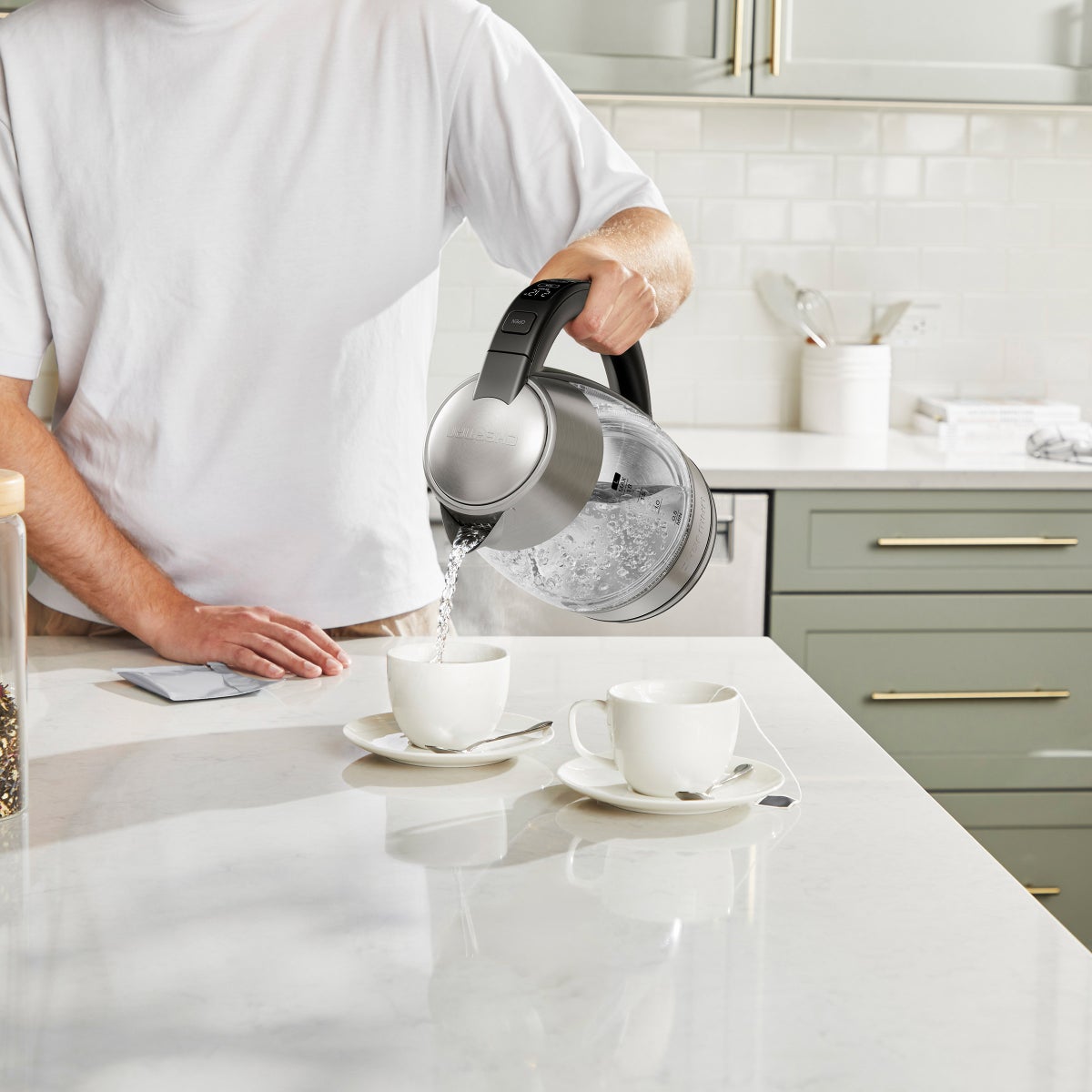 Chefman Custom-Temp kettle ready for tea brewing