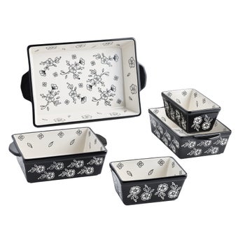 Farmhouse floral 5-piece stoneware oven to table set